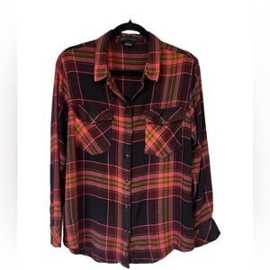 Sanctuary Women's Boyfriend Plaid Button Down Shirt Size M